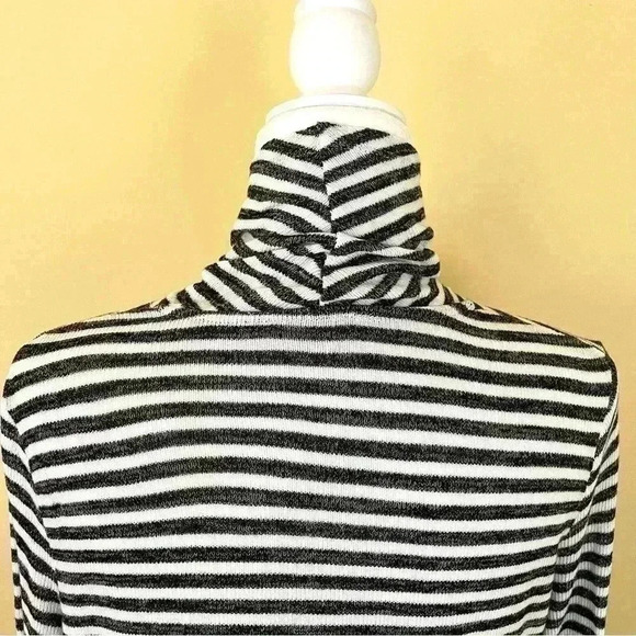 Hem & Thread Gray/White Striped Open Front Cotton/Rayon Waterfall Cardigan SizeM - Picture 8 of 11